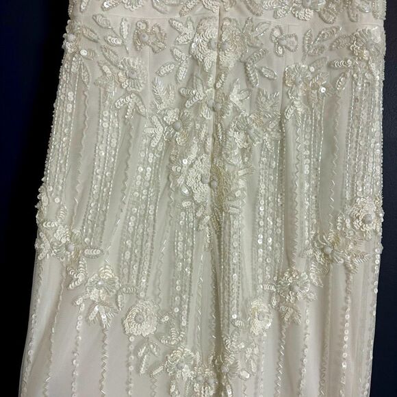 Lulus Modern Fairytale White Mesh Beaded Sequin Mermaid Maxi Dress Small NEW - Picture 12 of 16